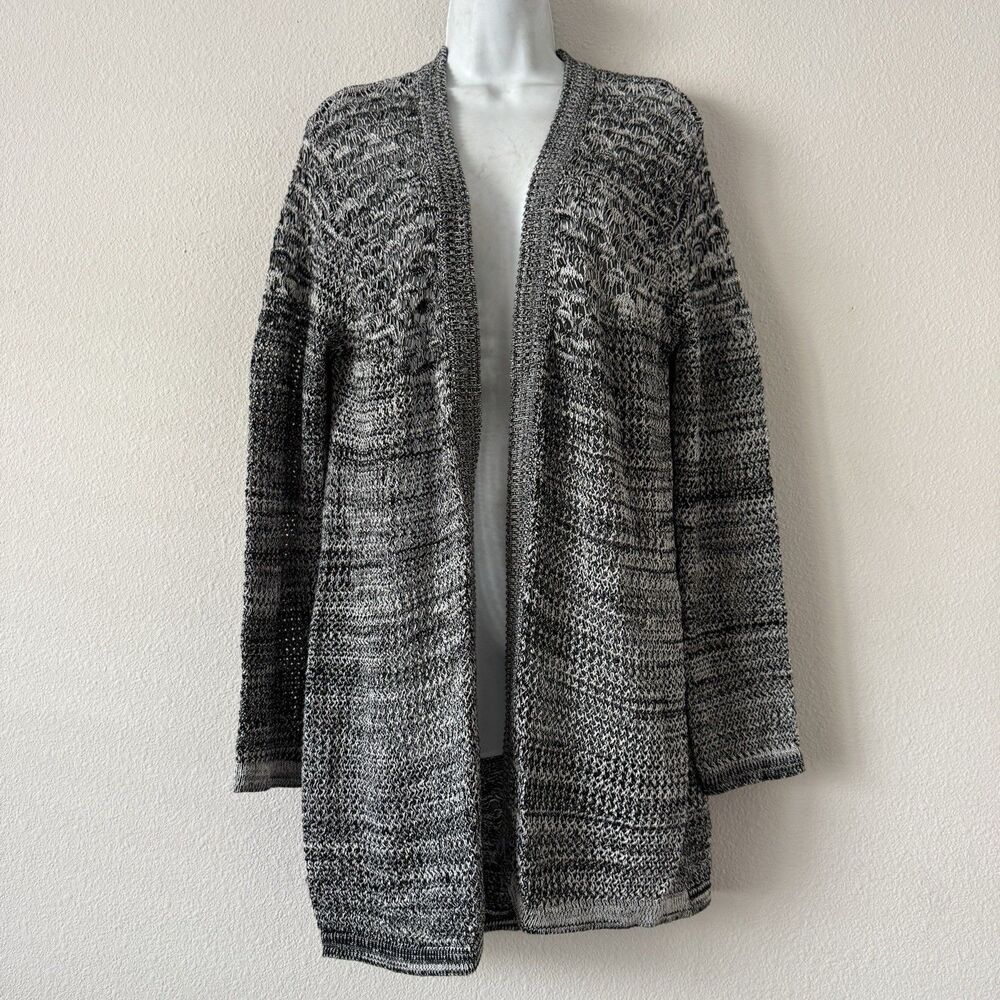 Skies Are Blue Marled Knit Cardigan Sweater Women’s M Heather Gray Open Front